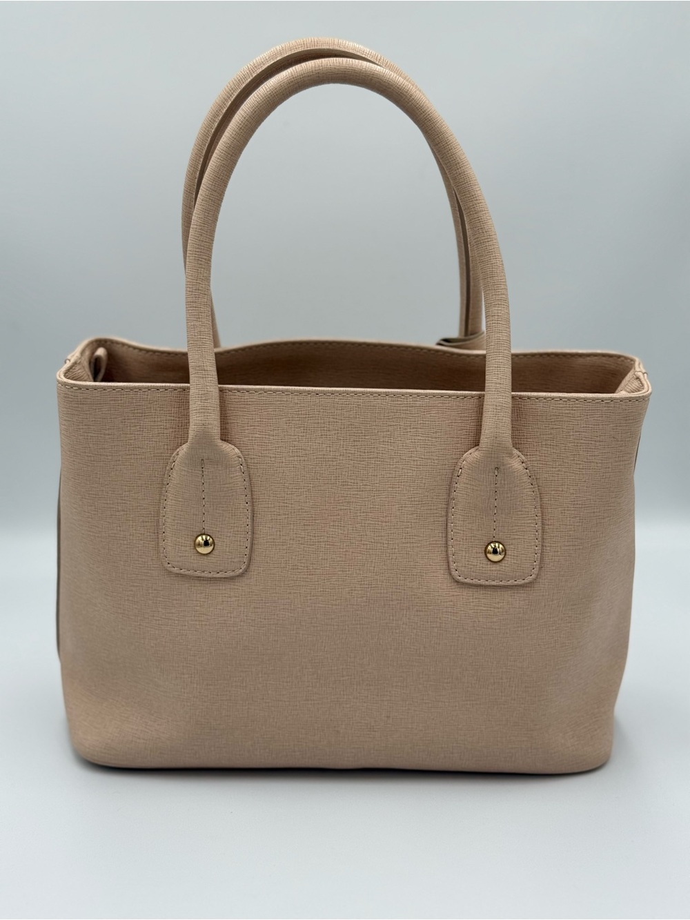 Furla Beige Saffiano Leather Tote Bag with Gold Hardware - Picture 2 of 9